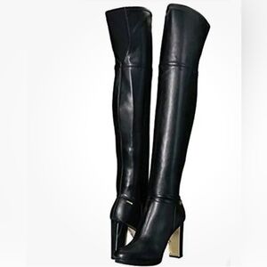 Calvin Klein Black over knee length boots 8.5 Vegan Leather